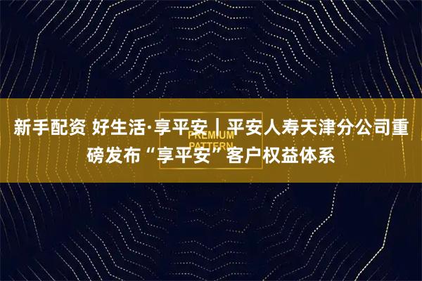 新手配资 好生活·享平安｜平安人寿天津分公司重磅发布“享平安”客户权益体系