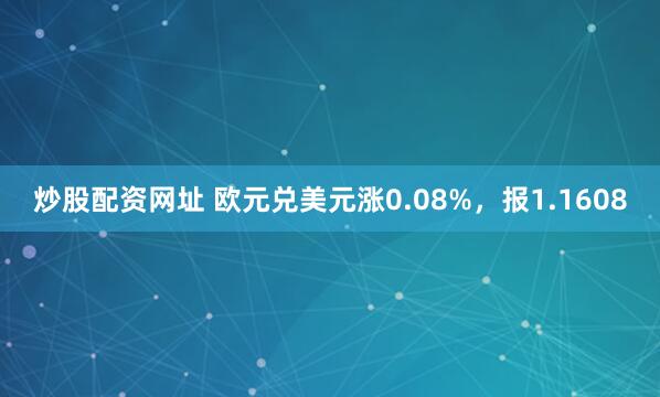 炒股配资网址 欧元兑美元涨0.08%，报1.1608