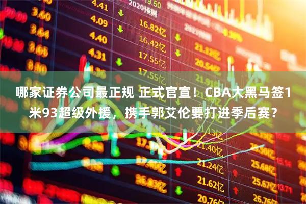 哪家证券公司最正规 正式官宣！CBA大黑马签1米93超级外援，携手郭艾伦要打进季后赛？