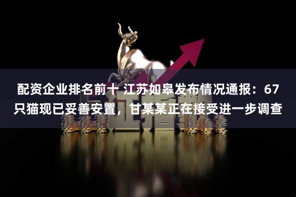 配资企业排名前十 江苏如皋发布情况通报：67只猫现已妥善安置，甘某某正在接受进一步调查